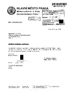 HLAVNÍ MĚSTO PRAHA, Městská policie hl. m. Prahy, Obvodní ředitelství Praha 1. Číslo jednací MPPH 38630/2025-OŘ1. Datum 30. duben 2025. Adresát: Magistrát hl.…