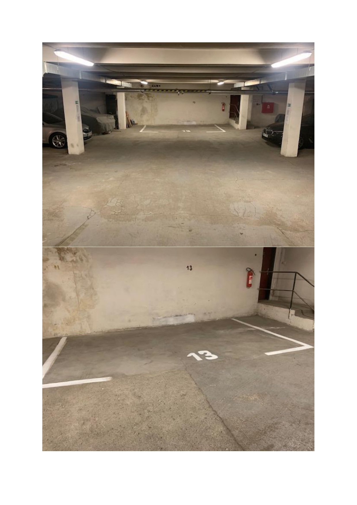 Fotografie parkovacího stání č. 13 v podzemních garážích.