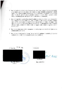 Závěrečná ustanovení smlouvy: 4. Změny smlouvy pouze písemnými dodatky, u změn údajů o příjemci stačí písemné oznámení. 5. Souhlas se zveřejněním údajů v Centr…