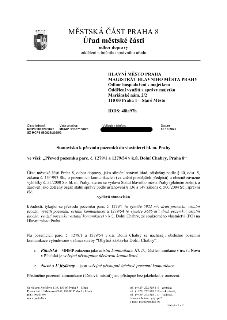 Dokument 'Městská část Praha 8 - Úřad městské části, odbor dopravy'. Stanovisko k převodu pozemků parc. č. 1279/1 a 1279/54 v k.ú. Dolní Chabry do vlastnictví…