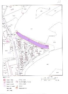 Katastrální mapa oblasti v Praze (Smíchov/Košíře) s vyznačeným zájmovým územím (zvýrazněno růžovou barvou). Mapa obsahuje čísla parcel (např. 4750, 4756/1, 480…