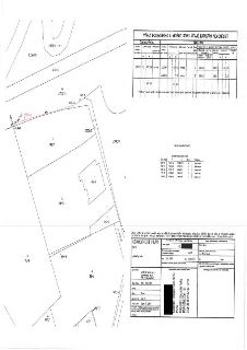 Geometrický plán pro rozdělení pozemku. Obsahuje mapové zobrazení parcel (např. 88/1, 88/6, 88/22, 2305/3, 2305/20) a tabulku 'Výkaz dosavadního a nového stavu…