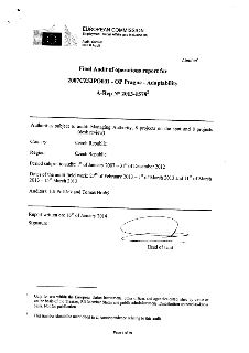 Záhlaví a úvodní strana auditní zprávy Evropské komise. EUROPEAN COMMISSION, Employment, Social Affairs and Inclusion DG, Audit, Control, ESF II Audit. 'Limite…