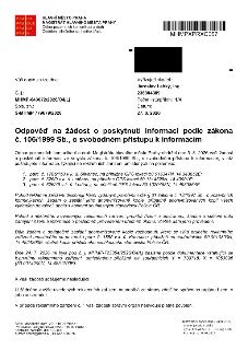 Odpověď na žádost o poskytnutí informací podle zákona č. 106/1999 Sb., o svobodném přístupu k informacím. Magistrát hlavního města Prahy, odbor pozemních komun…
