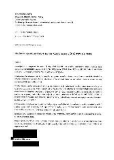 Žádost o prodloužení lhůty k doplnění Podnětu na změnu ÚP SÚ HMP v k. ú. Michle. Adresát: Hlavní město Praha, Magistrát hlavního města Prahy, Odbor územního ro…