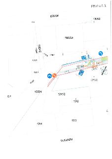 Situační nákres dopravního značení v ulici Vrchlického. Obsahuje katastrální čísla parcel (např. 1992/34, 1992/25, 1310/1, 1310/2, 1311/3, 1311/1, 1311/2, 1312…