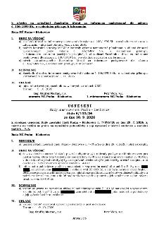 Naskenovaná stránka textového dokumentu - USNESENÍ Rady městské části Praha – Běchovice číslo 6/100/26 ze dne 30. 9. 2026. Obsahuje dvě hlavní části: 1) K návr…