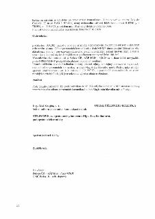Naskenovaná stránka textového dokumentu (rozhodnutí): Reklamní zařízení je umístěno po pravé straně komunikace „Tupolevova“ ve směru jízdy do Čakovic, 22 m za…