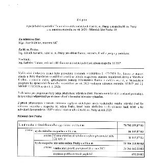 Zápis z projednání vypořádání finančních vztahů městské části Praha 20 k rozpočtu hl. m. Prahy a ke státnímu rozpočtu za rok 2025. Za městskou část: Mgr. Petr…