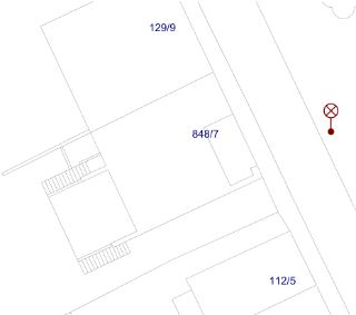 Katastrální mapa zobrazující parcely s čísly 129/9, 848/7 a 112/5.