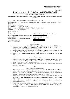 Smlouva č. DAG/61/03/000459/2008 o poskytnutí finančních prostředků mezi Hlavním městem Praha (dárce) a Občanským sdružením přátel Hendlova dvora (obdarovaný).…