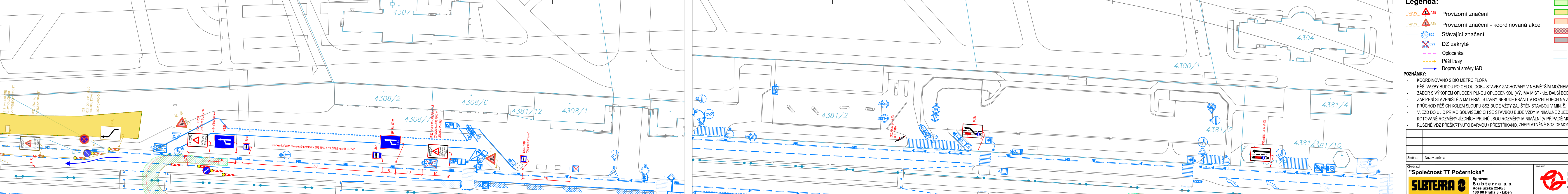 Koordinační výkres dopravního značení a plánu stavby.