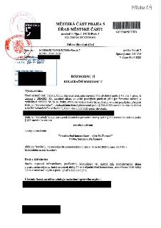 Rozhodnutí o kolaudaci stavby 'Prodloužení komunikace - ulice Na Šumavě', Praha, Smíchov, na pozemku parc. č. 3804/19 v k.ú. Smíchov. Vydal: Městská část Praha…