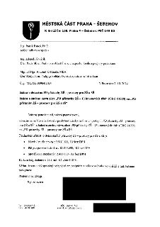 Úřední dopis Městské části Praha - Šeberov ze dne 2. 10. 2024 (č. j.: MCPSE 00984/2024) adresovaný Ing. Patriku Pančovi, Ph.D., Ing. Zdeňku Kováříkovi a Mgr. e…