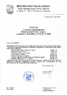 Výpis z usnesení Zastupitelstva Městské části Praha-Lipence, jednání č. 25/4-2026 ze dne 20. 4. 2026. Usnesení č. 467/2026 schvaluje individuální dotace těmto…