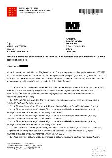 Úřední dokument: Hlavní město Praha, Magistrát hlavního města Prahy, Odbor dopravněsprávních činností. Předmět: Poskytnutí informace podle zákona č. 106/1999 S…