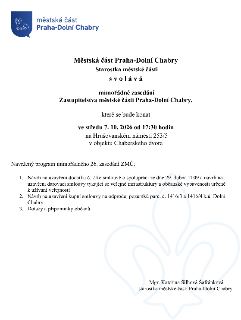 Městská část Praha-Dolní Chabry - Starostka městské části svolává mimořádné zasedání Zastupitelstva městské části Praha-Dolní Chabry, které se bude konat ve st…
