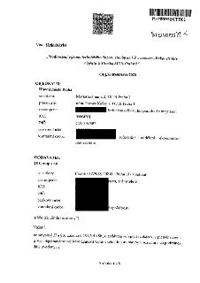 Naskenovaná stránka textového dokumentu - objednávka č. OBJ/35/03/009898/2020. Věc: "Prodloužení výkonu technického dozoru stavby na VZ s názvem „Rekonstrukce…