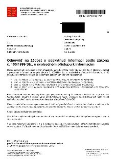 Odpověď na žádost o poskytnutí informací podle zákona č. 106/1999 Sb., o svobodném přístupu k informacím. Magistrát hlavního města Prahy, Odbor pozemních komun…