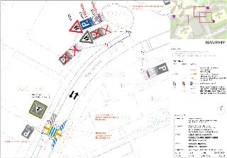 Situace návrhu - Místo 1, Renoirova. Chaplinovo náměstí - podklady pro nestavební úpravy, akce 014. Objednatel Městská část Praha 5. Zhotovitel Syrový - doprav…