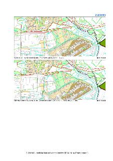 Dokument obsahuje dvě mapy územního plánu (Z 2861/00) v měřítku 1 : 10 000. Horní mapa: 'Výkres č. 20 – Vyhodnocení záborů ZPF a PUPFL, platný stav k 1. 1. 201…