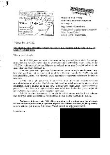 Úřední dopis ze dne 11. 4. 2022 adresovaný Magistrátu hl. m. Prahy, Odboru hospodaření s majetkem, k rukám Ing. Jaroslava Konvalinky. Předmět: 'stavba trasa I.…