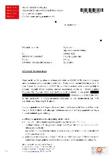 Závazné stanovisko Magistrátu hl. m. Prahy, odboru památkové péče (MHMP OPP), č. j. MHMP 1953104/2017, ze dne 15.12.2017. Předmětem je povolení půdní vestavby…