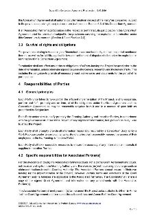 Strana 8 z 116 dokumentu 'Dynamicity Consortium Agreement', verze z 16/03/2026. Obsahuje sekce: 3.3 'Survival of rights and obligations' (přežití práv a povinn…