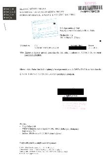 Úřední dopis Magistrátu hlavního města Prahy, odboru evidence, správy a využití majetku, adresovaný Státnímu pozemkovému úřadu, Krajskému pozemkovému úřadu pro…