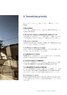 Strana 6 dokumentu 'Strategie zahraničních vztahů hl. m. Prahy' s názvem '3. Tematické priority'. Obsahuje seznam osmi priorit: 1. Bezpečnost (sdílení know-how…