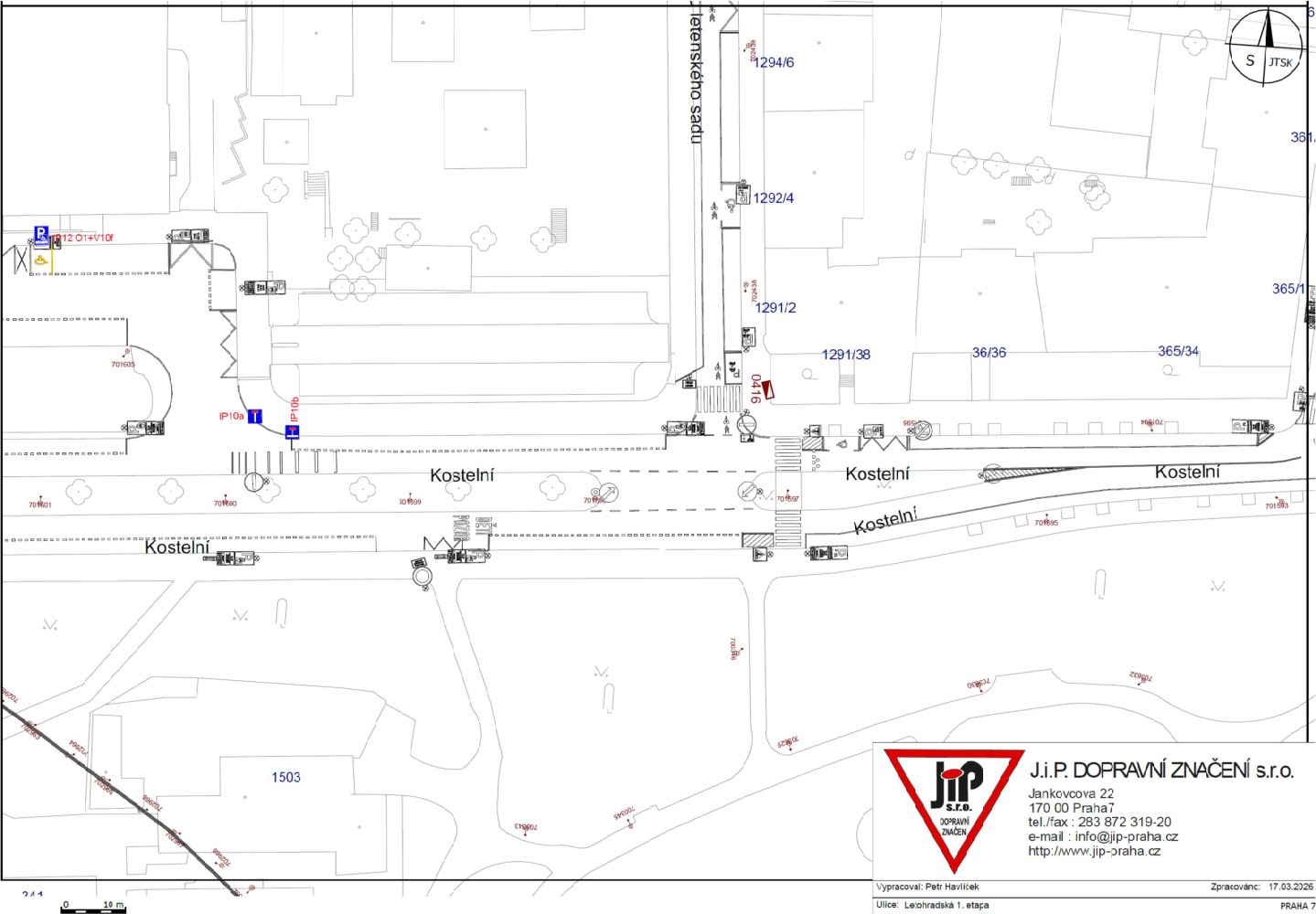 Projektová dokumentace dopravního značení v ulici Kostelní.