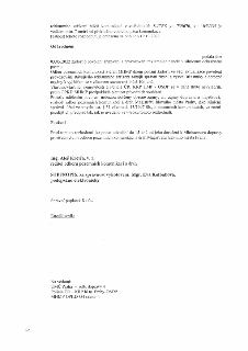 Naskenovaná stránka textového dokumentu - rozhodnutí úřadu: reklamačního zařízení bližší komunikaci v souřadnicích S-JTSK y= 739670, x= 1053335 je vzdálen min.…