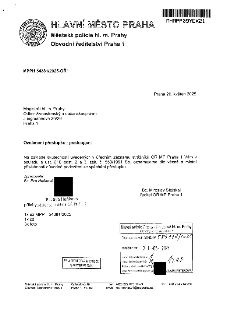 Hlavní město Praha, Městská policie hl. m. Prahy, Obvodní ředitelství Praha 1. MPPH 54381/2025-OŘ1. Praha 20. květen 2025. Magistrát hl. m. Prahy, Odbor živnos…