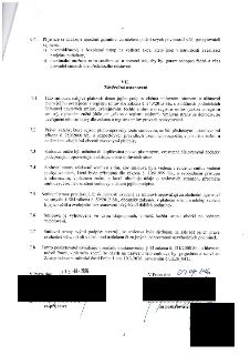 Závěrečná ustanovení smlouvy (články 6.4 až 7.8). Bod 6.4: Povinnosti příjemce vůči garantovi (vstup na akce, součinnost). Článek VII: 7.1 Platnost a účinnost…