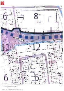 Katastrální mapa oblasti v Praze (ulice Chelčického, Táboritská, Sudoměřská, Baranova). Mapa obsahuje čísla parcel (např. 1728/1, 1715/6, 1688/5, 1688/7, 1697/…