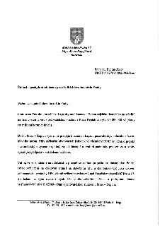 Žádost o poskytnutí dotace z prostředků hlavního města Prahy. Odesílatel: Městská část Praha 17, Mgr. Alena Kopejtková, starostka. Datum: 11. května 2026. Čísl…