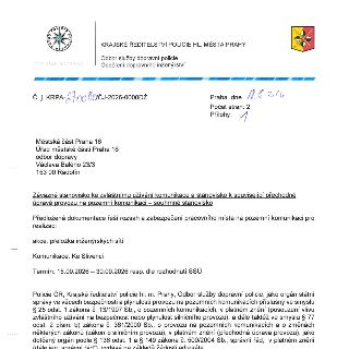 Závazné stanovisko ke zvláštnímu užívání komunikace a stanovisko k související přechodné úpravě provozu na pozemní komunikaci – souhrnné stanovisko. KRAJSKÉ ŘE…