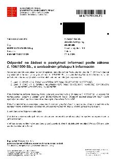 Odpověď na žádost o poskytnutí informací podle zákona č. 106/1999 Sb., o svobodném přístupu k informacím. Odesílatel: Hlavní město Praha, Magistrát hlavního mě…