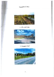 Dokument obsahuje tři fotografie pozemků s popisky: 4.1.1 Pozemek Šeberov (fotografie travnatého pozemku u silnice), 4.1.2 Pozemek Michle (fotografie pozemku s…
