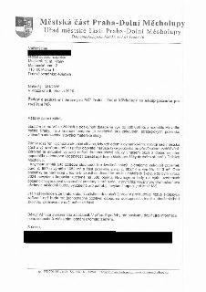 Žádost o poskytnutí dotace pro MČ Praha – Dolní Měcholupy na nákup pozemku pro rozšíření MŠ. Adresát: ředitel odboru rozpočtu, Magistrát hl. m. Prahy, Mariánsk…
