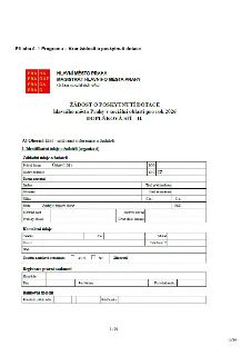 Příloha č. 1 Programu – Vzor žádosti o poskytnutí dotace. Hlavní město Praha, Magistrát hlavního města Prahy, Odbor sociálních věcí. Žádost o poskytnutí dotace…