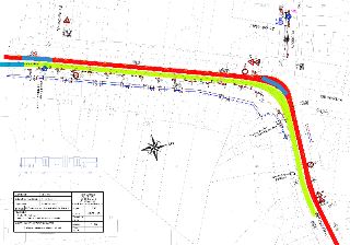 Dopravně inženýrské opatření pro stavbu 'Praha 18 - Letňany, Připojení 2x KVN z TR ČM do sítě u RS7060', 1. etapa - situace vlečných křivek. Dokument obsahuje…