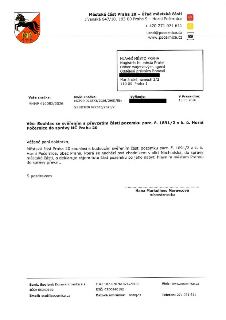 Úřední dopis Městské části Praha 20 (Horní Počernice) adresovaný Magistrátu hl. m. Prahy. Věc: Souhlas se svěřením a převzetím části pozemku parc. č. 1891/2 v…