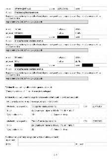 Stránka 2/8 úředního formuláře obsahující údaje o statutárních zástupcích a majetkových podílech. 1. Zástupce: e-mail chrenek@chtk.cz, telefon 221875402, funkc…