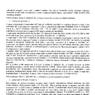 Text dokumentu z úřední desky týkající se přezkoumání hospodaření MČ a Mateřské školy "U Rybníčku", Praha 9 - Horní Počernice, Křovinovo nám. 115. Zjištěné ned…