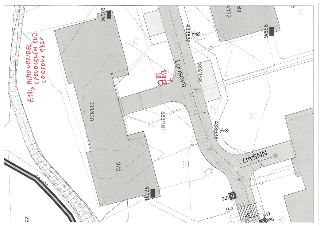 Situační plán ulice Loosova a okolí (parcely 972, 583/130, 583/161, 583/158, 433537, 433538, NN5447). Červeně psané poznámky: 'E13: „MIMO VOZIDEL SPOLOCENÍM [V…
