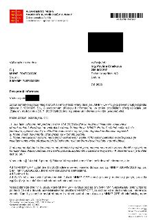 Úřední dokument Magistrátu hlavního města Prahy, odboru památkové péče, ze dne 7. 8. 2026. Předmět: Poskytnutí informace ohledně instalace venkovních žaluzií/r…