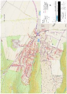 Technický výkres (situační plán) kanalizační sítě v obci Točná. Mapa obsahuje zakreslení stokové sítě (označení STOKA A, A1, A2, A3, A4, A5, B, B1, D, D1, D1-1…