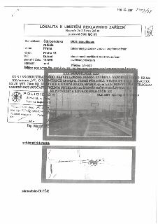 Dokument 'LOKALITA K UMÍSTĚNÍ REKLAMNÍHO ZAŘÍZENÍ', pracovní číslo MČ 01, datum 19-03-2007, č.j. 3417/07. Lokalita: Štěrboholská radiála, Praha 15, Dubeč, parc…