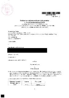 Smlouva o nájmu nebytových prostor č. NAN/35/04/003351/2018. Pronajímatel: Hlavní město Praha, Mariánské nám. 2, 110 00 Praha 1, zastoupené Ing. Janem Rakem, I…